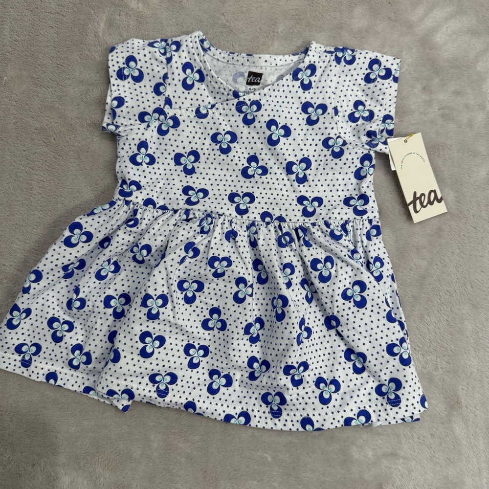 NWT Tea Collection Dots Short Sleeve Wrap Dress size 6-9 months